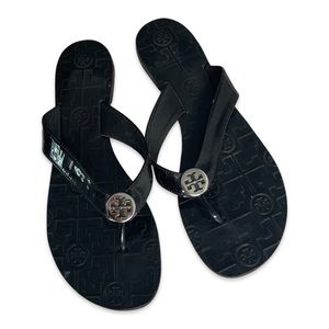 Black Patent Leather Tory Burch Flip Flop Sandals - Good Condition Women’s 8